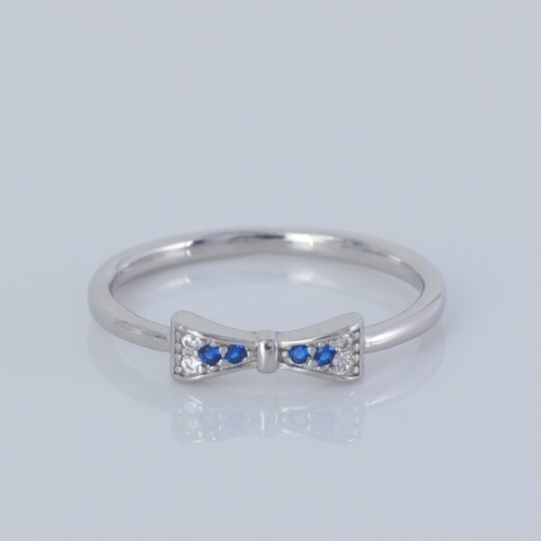 Blue Belle – 925 Silver Bow Ring for Girls
