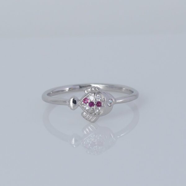 Crimson Koi – 925 Silver Fish Ring with Red Accent