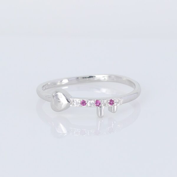 Key to My Heart – 925 Silver Red & White Heart Key Ring